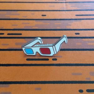 3D Glasses enamel pin